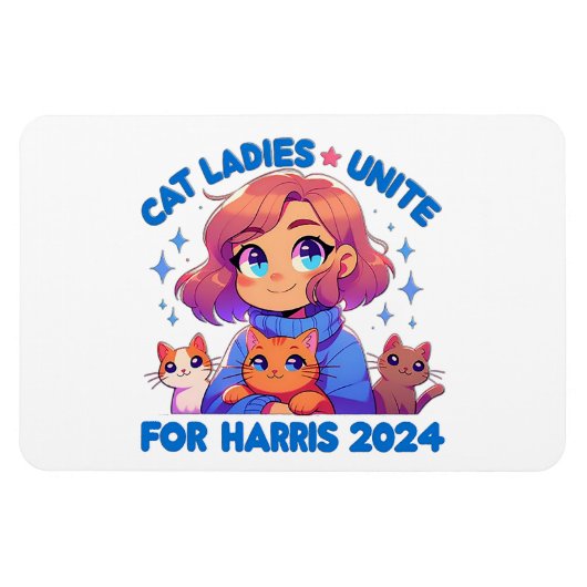 Niedlich Funny Girly Childless Cat Lady Unite Harr Magnet (Horizontal)