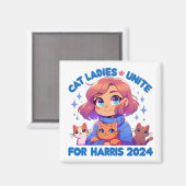 Niedlich Funny Girly Childless Cat Lady Unite Harr Magnet (Vorderseite/Rückseite)