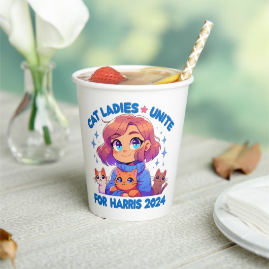 Niedlich Funny Girly Childless Cat Lady Unite Harr Pappbecher (In Situ)