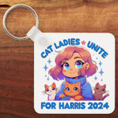 Niedlich Funny Girly Childless Cat Lady Unite Harr Schlüsselanhänger (Vorderseite)