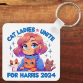 Niedlich Funny Girly Childless Cat Lady Unite Harr Schlüsselanhänger (Rückseite)