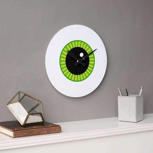 Niedlich Funny Green Eyeball Große Wanduhr (Büro)