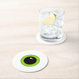 Niedlich Funny Green Eyeball Runder Pappuntersetzer