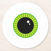 Niedlich Funny Green Eyeball Runder Pappuntersetzer (Vorderseite)