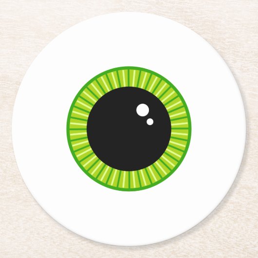 Niedlich Funny Green Eyeball Runder Pappuntersetzer (Vorderseite)