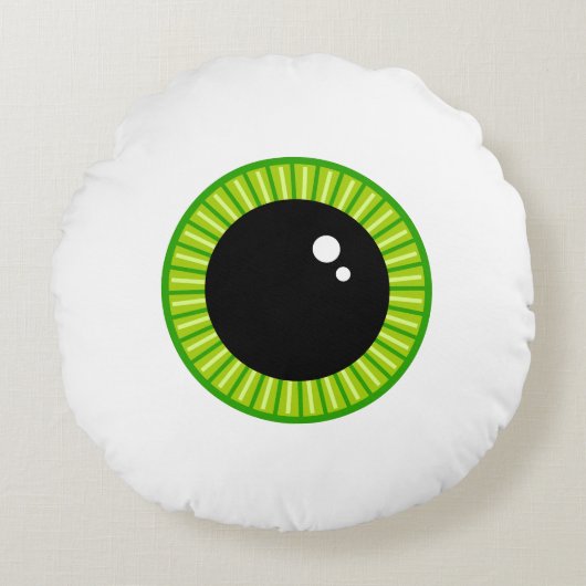 Niedlich Funny Green Eyeball Rundes Kissen (Vorderseite)