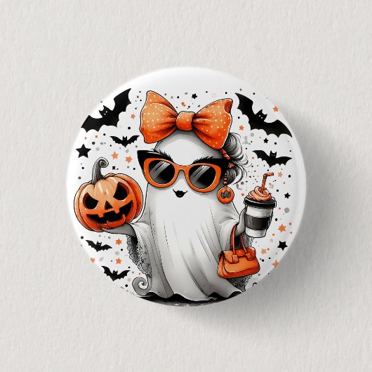 Niedlich Funny Halloween Ghost Button (Vorderseite)