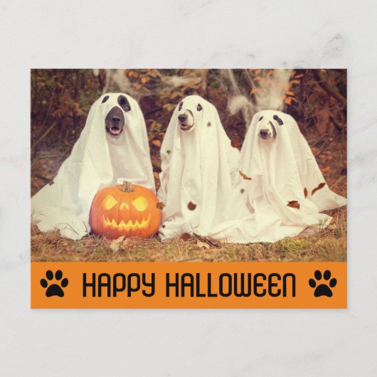 Niedlich Funny Halloween Ghost Dog Postkarte (Vorderseite)