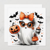 Niedlich Funny Halloween Ghost Einladung (Vorne/Hinten)