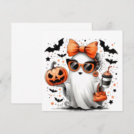 Niedlich Funny Halloween Ghost Einladung (Vorne/Hinten)