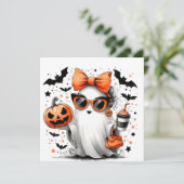 Niedlich Funny Halloween Ghost Einladung (Stehend Vorderseite)