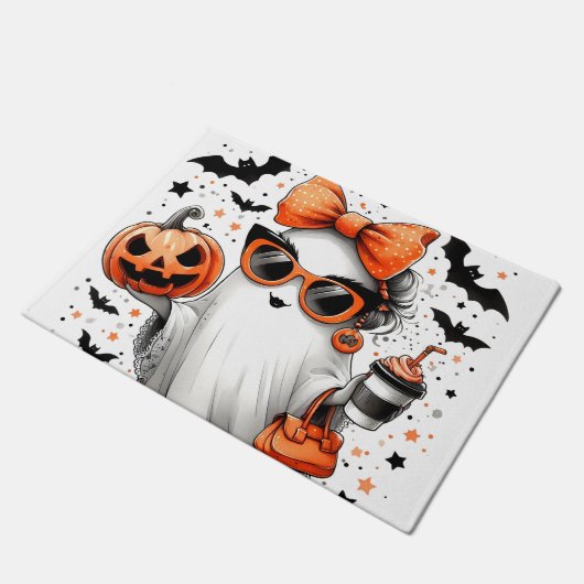 Niedlich Funny Halloween Ghost Fußmatte (Schrägansicht)