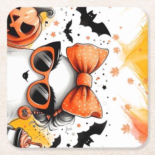 Niedlich Funny Halloween Ghost Rechteckiger Pappuntersetzer (Vorderseite)