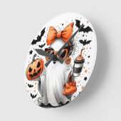 Niedlich Funny Halloween Ghost Runde Wanduhr (Winkel)