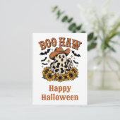 Niedlich Funny Halloween Western Country Cow Ghost Postkarte (Stehend Vorderseite)