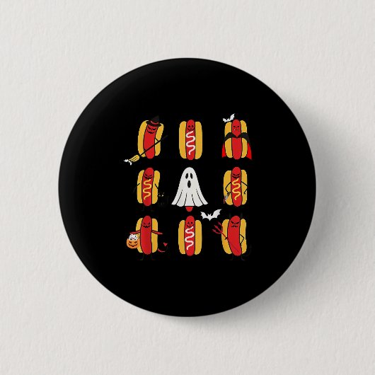 Niedlich Funny Halloweiners Hot Dog Ghosts Hallowe Button (Vorderseite)