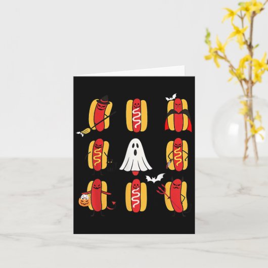 Niedlich Funny Halloweiners Hot Dog Ghosts Hallowe Karte (Gelbe Blume)