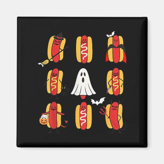Niedlich Funny Halloweiners Hot Dog Ghosts Hallowe Magnet (Vorne)