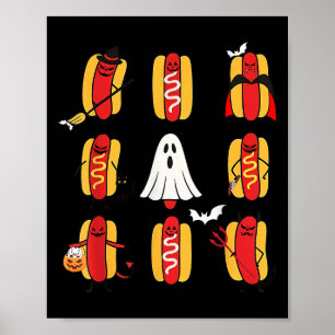 Niedlich Funny Halloweiners Hot Dog Ghosts Hallowe Poster
