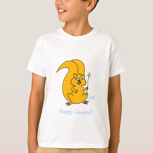 Niedlich Funny Happy Camper Eichhörnchen Camping T T-Shirt (Vorderseite)