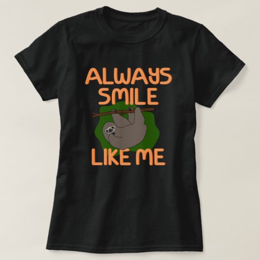 Niedlich Funny Happy Sloth T-Shirt (Design vorne)
