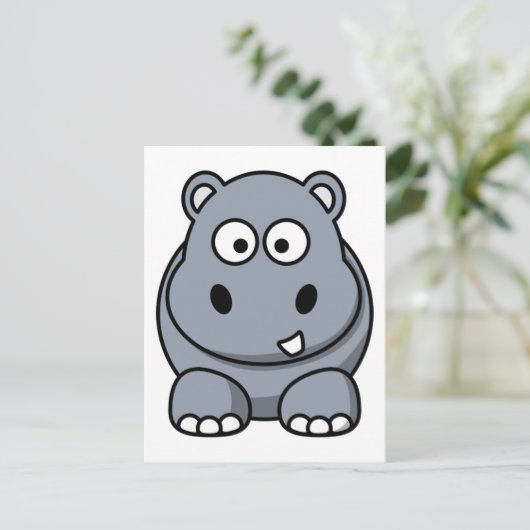 Niedlich Funny Hippo Postkarte (Stehend Vorderseite)