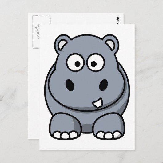 Niedlich Funny Hippo Postkarte (Vorne/Hinten)