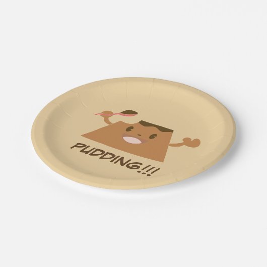 Niedlich Funny Kawaii Schokolade PUDING !!!! Pappteller (Schrägansicht)