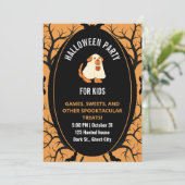 Niedlich Funny Kids Halloween-Party Black Orange Einladung (Stehend Vorderseite)