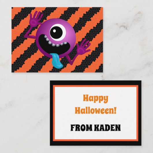 Niedlich Funny Kids Halloween Space Alien Note Car Mitteilungskarte (Vorne/Hinten)