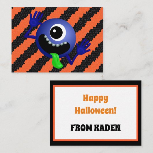 Niedlich Funny Kids Halloween Space Alien Note Car Mitteilungskarte (Vorne/Hinten)