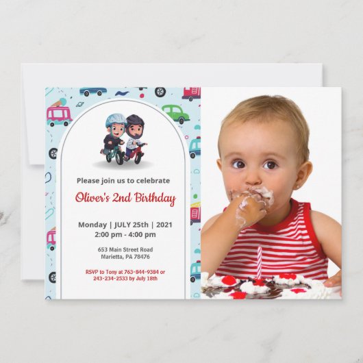 Niedlich Funny | Kinder Foto Geburtstag Einladung (Vorderseite)