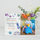 Niedlich Funny | Kinder Foto Geburtstag Einladung (Stehend Vorderseite)