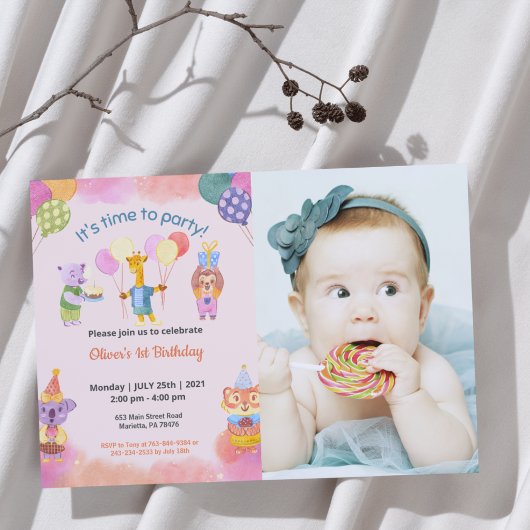 Niedlich Funny | Kinder Foto Geburtstag Einladung
