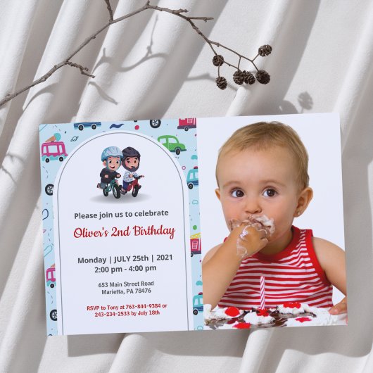 Niedlich Funny | Kinder Foto Geburtstag Einladung