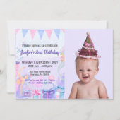Niedlich Funny | Kinder Foto Geburtstag Einladung (Vorderseite)