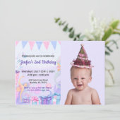 Niedlich Funny | Kinder Foto Geburtstag Einladung (Stehend Vorderseite)