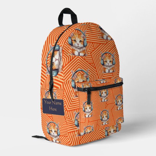 Niedlich Funny Kitten Custom Bedruckter Rucksack (Rückseitige Ecke links)