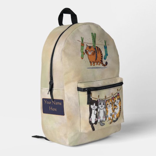 Niedlich Funny Kitten Custom Bedruckter Rucksack (Rückseitige Ecke links)