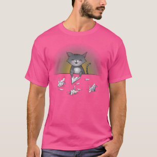 Niedlich Funny Kitty Cat Origami T-Shirt