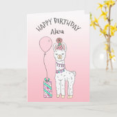 Niedlich Funny Lama Spaß Happy Birthday Karte (Gelbe Blume)