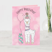 Niedlich Funny Lama Spaß Happy Birthday Karte (Vorderseite)