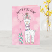 Niedlich Funny Lama Spaß Happy Birthday Karte (Gelbe Blume)