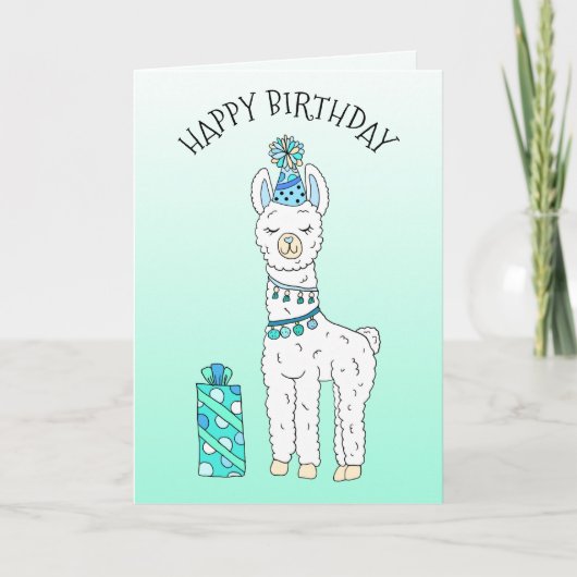 Niedlich Funny Lama Spaß Happy Birthday Karte (Vorderseite)