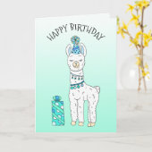 Niedlich Funny Lama Spaß Happy Birthday Karte (Gelbe Blume)