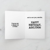 Niedlich Funny Llama Spaß Geburtstag Karte (Innenseite)