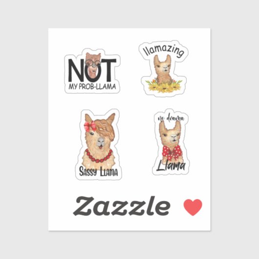 Niedlich Funny Llama Stickers Aufkleber (Blatt)