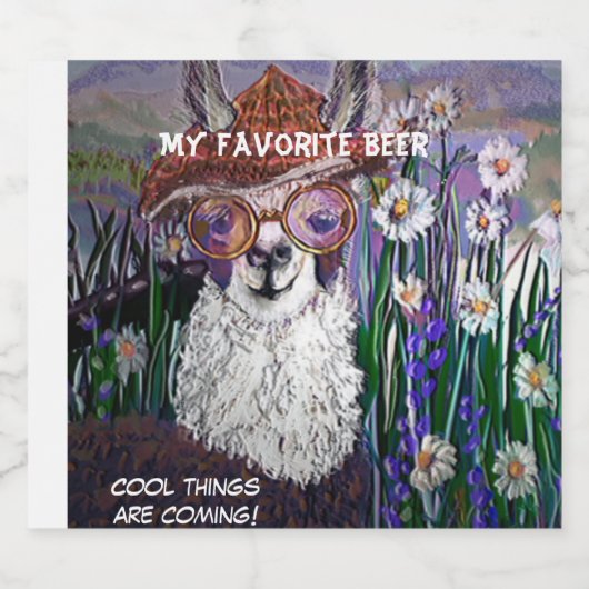 Niedlich Funny Mama Llama Behalte Ihr Cool Bierflaschenetikett