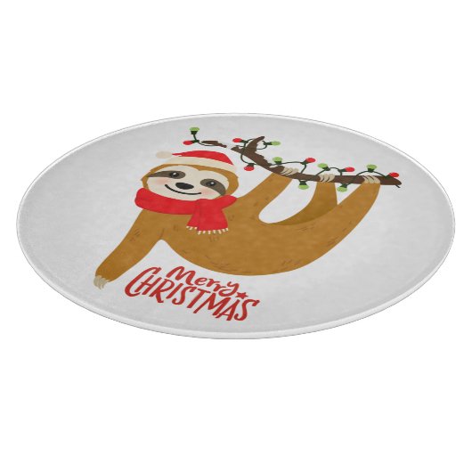 Niedlich Funny MerChristmas Sloth | Urlaub Schneidebrett (Ecke)