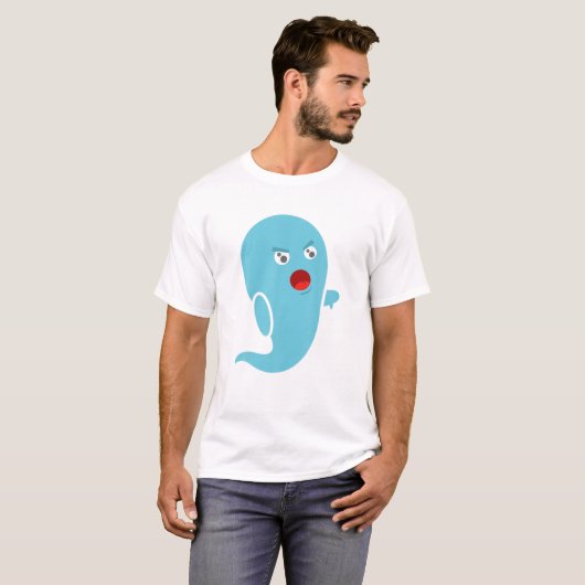 Niedlich Funny Missbilligung Blue Ghost Halloween T-Shirt (Vorne ganz)